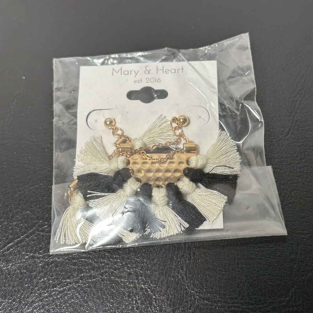 Gold and Black Tassel Earrings
